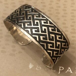 Rare Vintage Silpada Sterling Silver Aztec Design Cuff Bracelet B1165